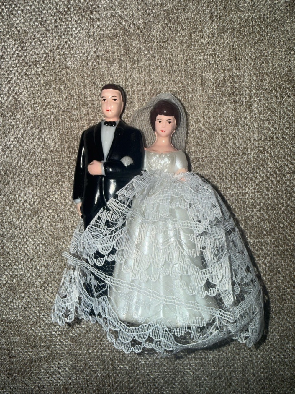 Classic Bride and Groom Cake Topper in White and Black